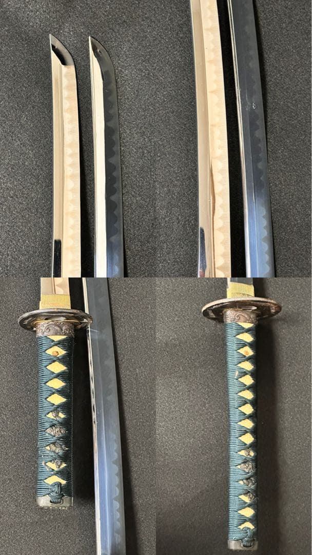 模造刀セット　打刀　脇差　鞘付長さ約69/104cm 黒鞘　25C36