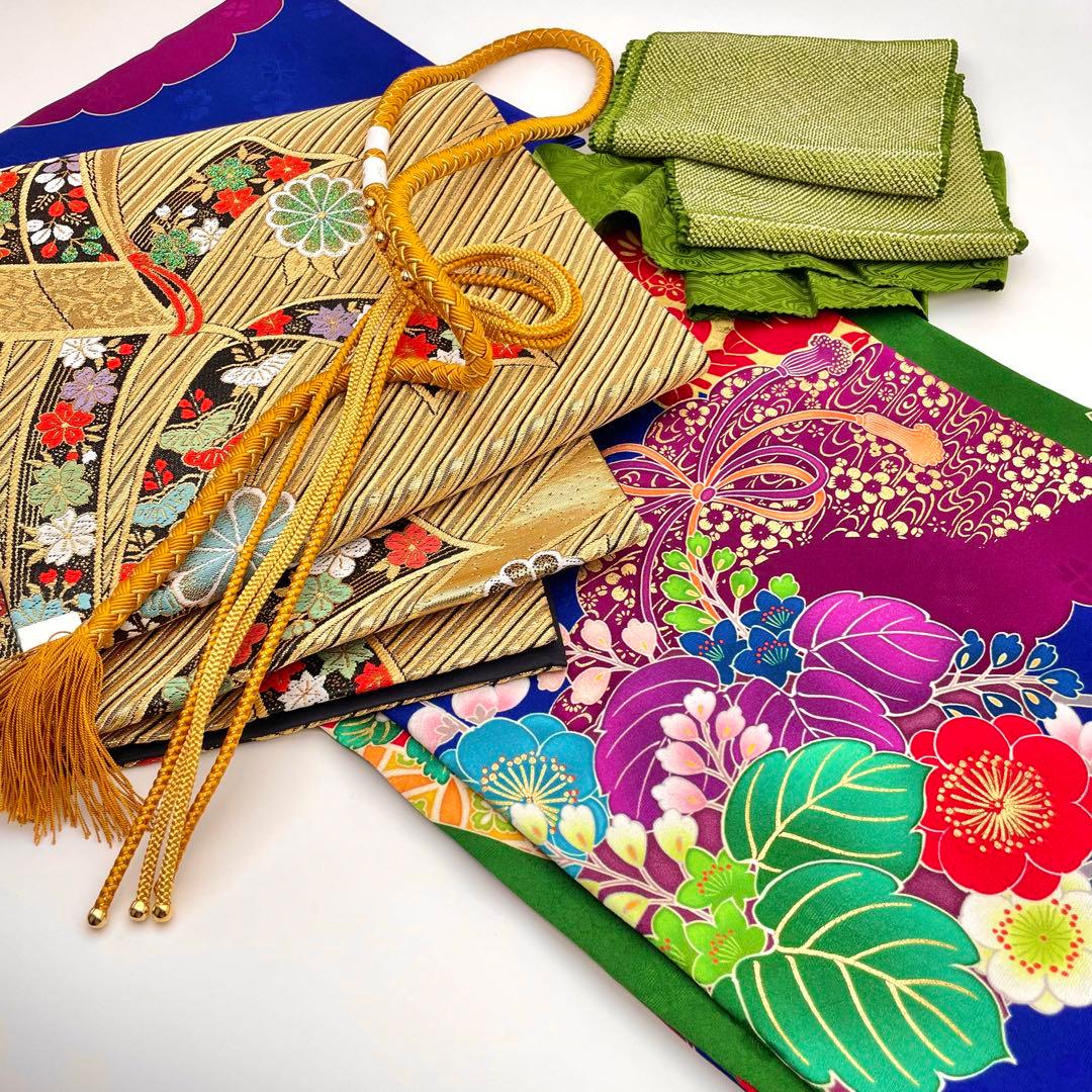 トールサイズ　振袖5点セット　フルセット　花絵巻と鳳凰　豪華刺繍