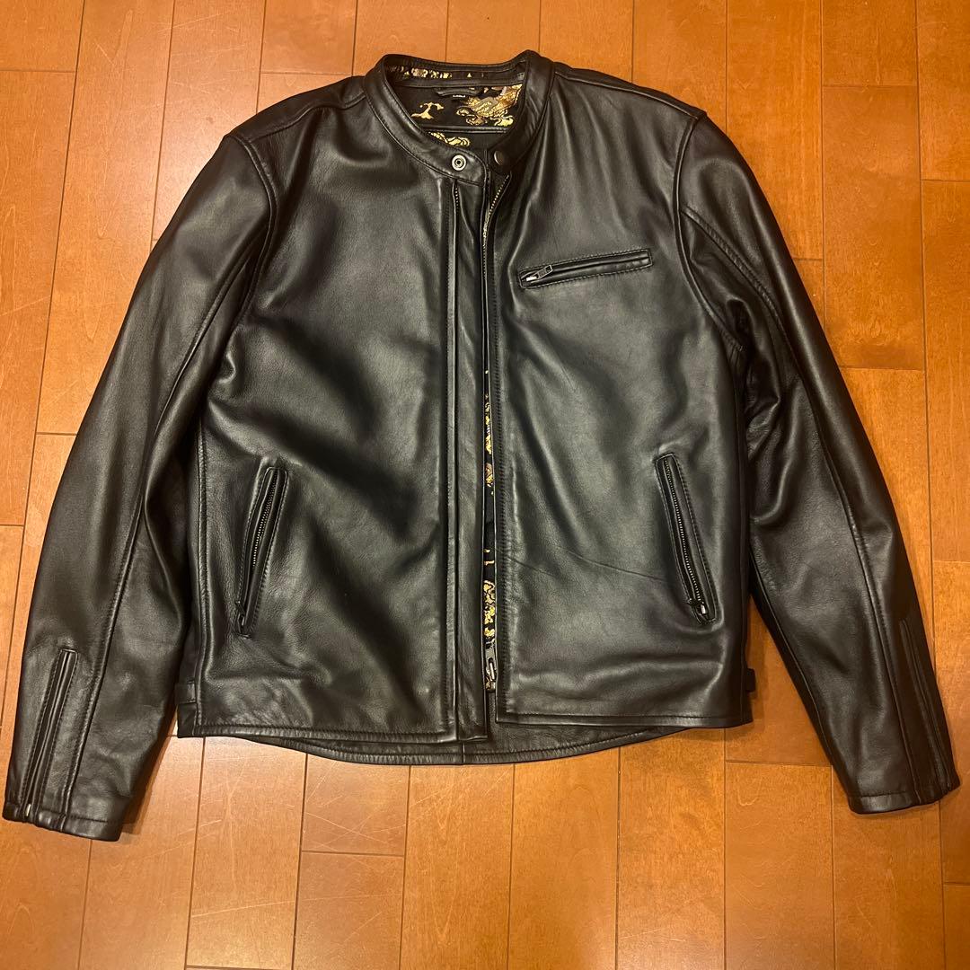 21SJ-14K DEGNER 金襴レザージャケット（雲龍）