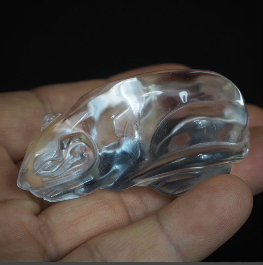 送料無料　時代物　天然水晶製鼠　縁起物　6×4×2.5ｃｍ　重70ｇ　本物保証