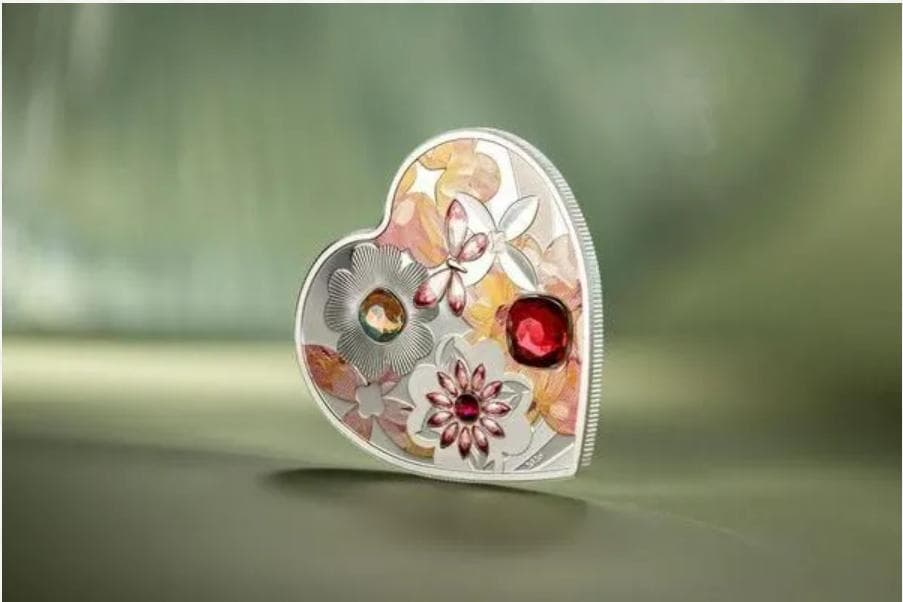 2026クック諸島 花：ブリリアントラブシリーズ ハート形プルーフ銀貨