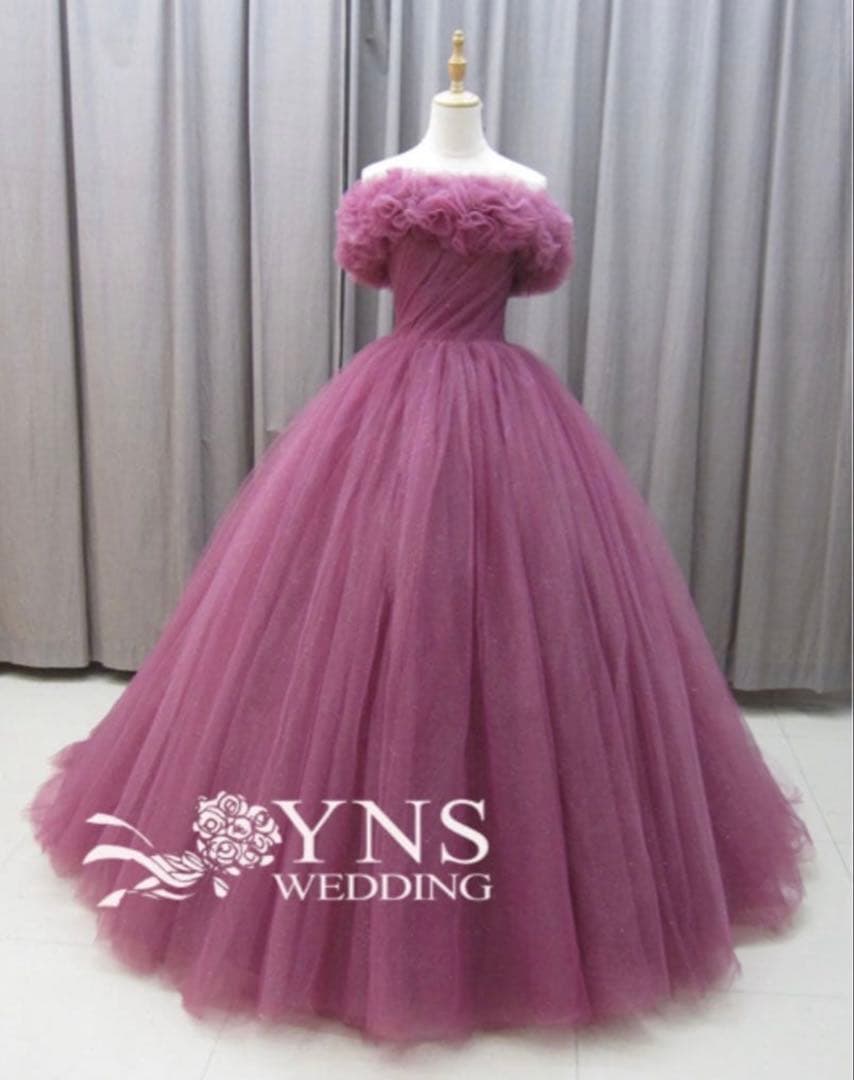 美品yns wedding ピンク カラードレス パニエ付 ハツコエンドウ　好み