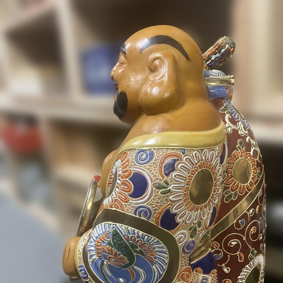 九谷焼布袋像　金彩大型　七福神 古美術品　日本美術　アンティーク 骨董　石川県