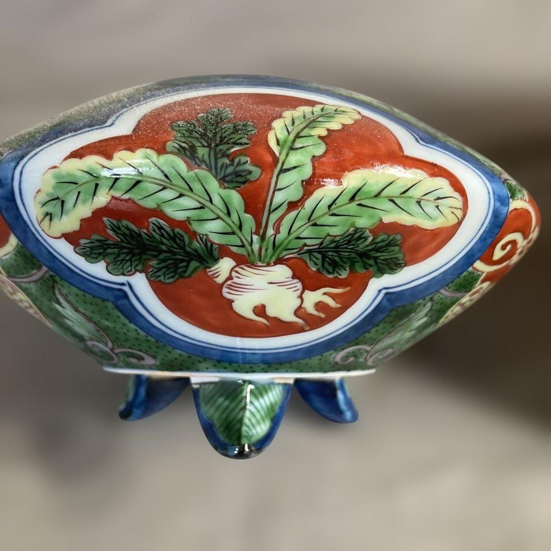 【源右衛門】古伊万里の伝統　日本の名窯　舘林源右衛門作　染錦根菜図　香炉