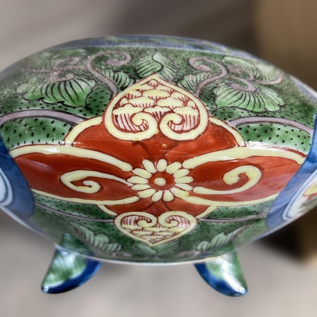 【源右衛門】古伊万里の伝統　日本の名窯　舘林源右衛門作　染錦根菜図　香炉