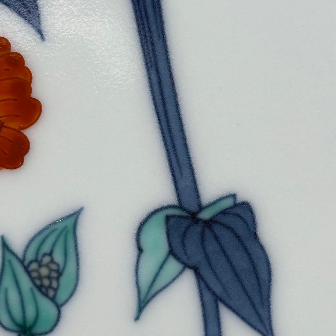 無形文化財　十二代　今泉今右衛門　色鍋島百日草絵飾皿　共箱　栞　完品