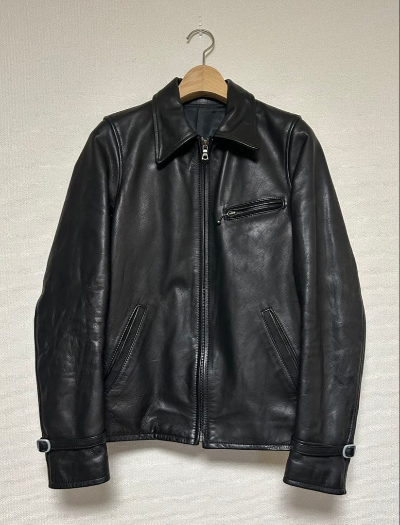 Pledge/プレッジ/シングルライダースジャケット/size48/黒