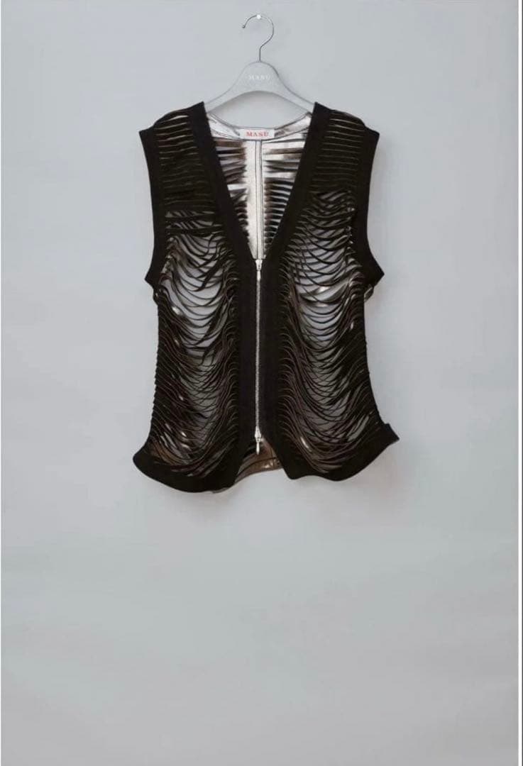 トップス MASU SHREDDER LEATHER VEST(BLACK)