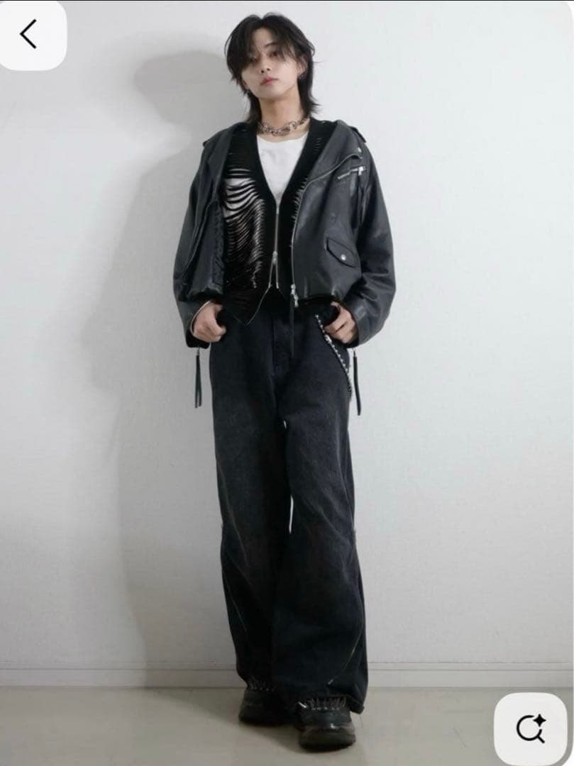 トップス MASU SHREDDER LEATHER VEST(BLACK)