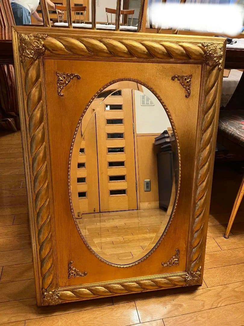 アンティーク　 ゴールド オーバルミラー　イタリア　六本木アピス購入