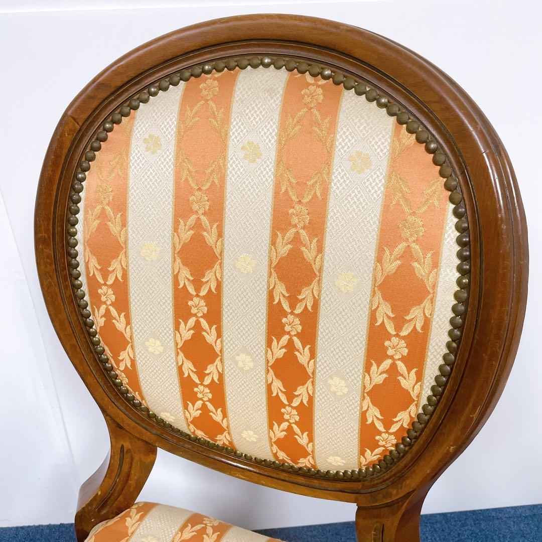 【フランスアンティーク①】ルイ16世様式 華麗ストライプ織物張 メダリオンチェア