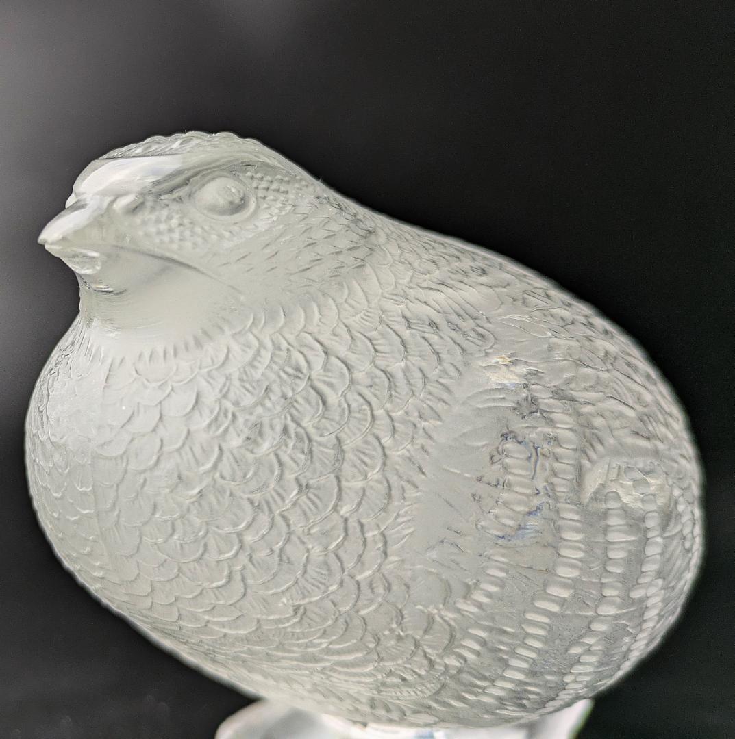 リアルな羽毛★ラリック フィギュリン うずら 鶉 16㎝ 重量1.1㎏ フランス