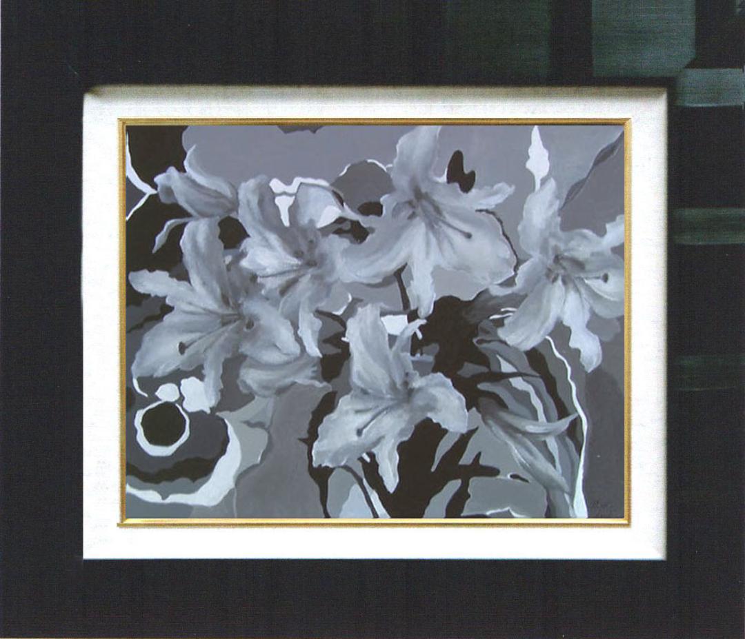 油絵 菅家令子 絵 絵画 インテリア 額付(黒) uF6-070101 花