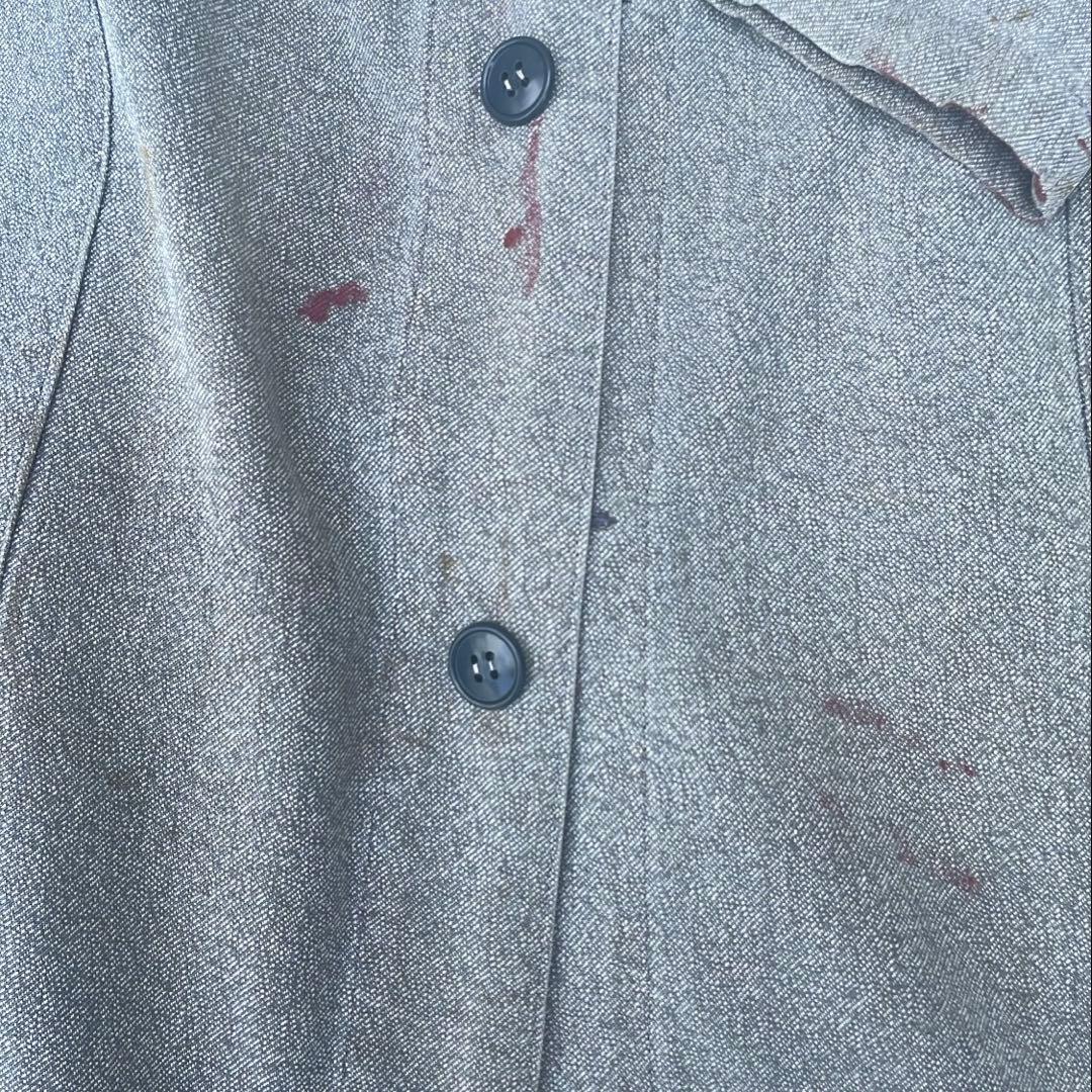 40s Adolphe Lafont 男女タグブラックシャンブレーアトリエコート