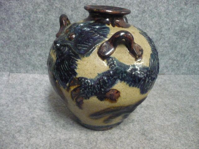 壺屋焼 龍図 琉球壷 [B31416]