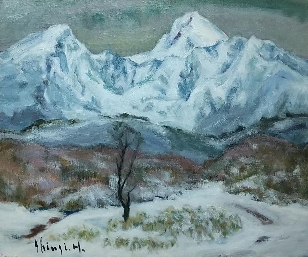 F8「冬磐梯」絵画 油絵 (2393)