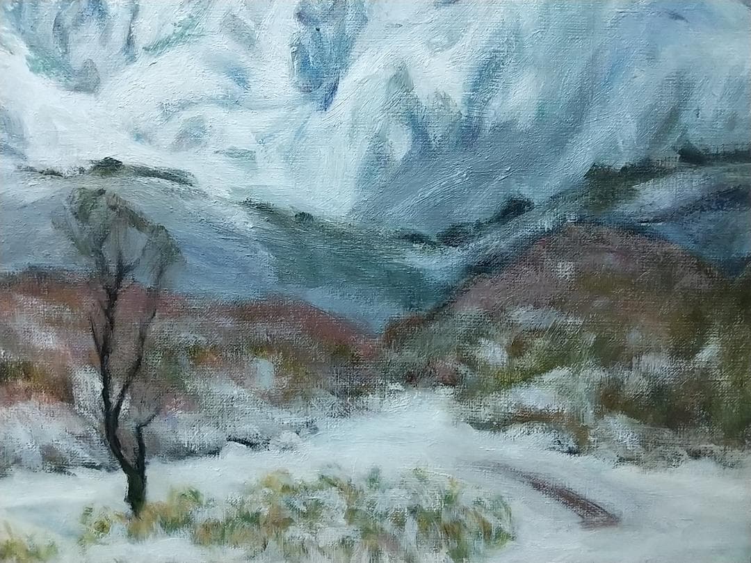 F8「冬磐梯」絵画 油絵 (2393)