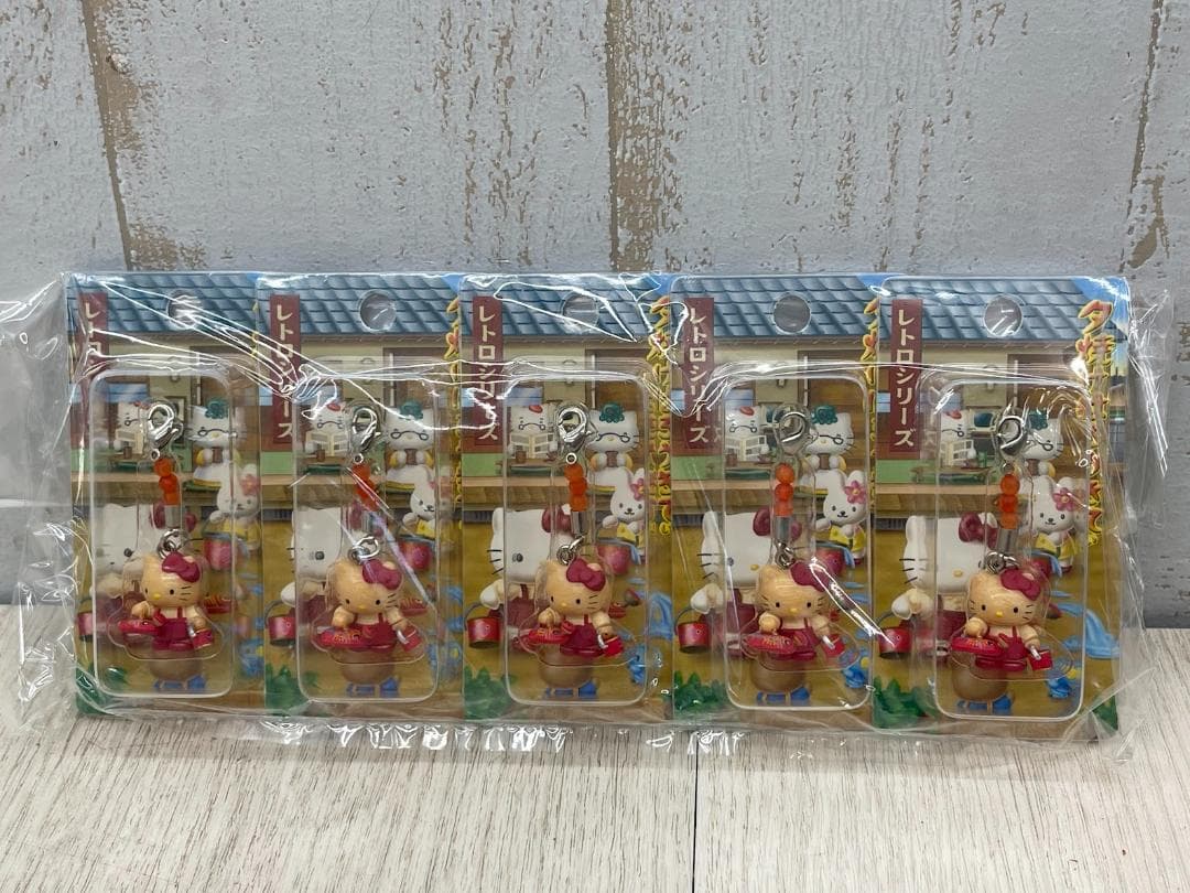 希少 当時物 ハローキティ 夕焼け ジッパーチャーム 7種×5 03年