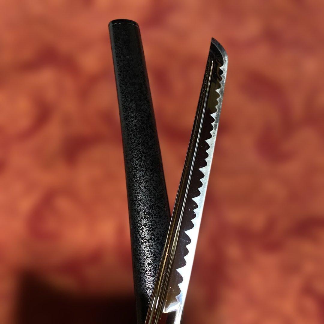 高級居合刀(下緒無し) 濃緑柄 海老彫丸四角鍔