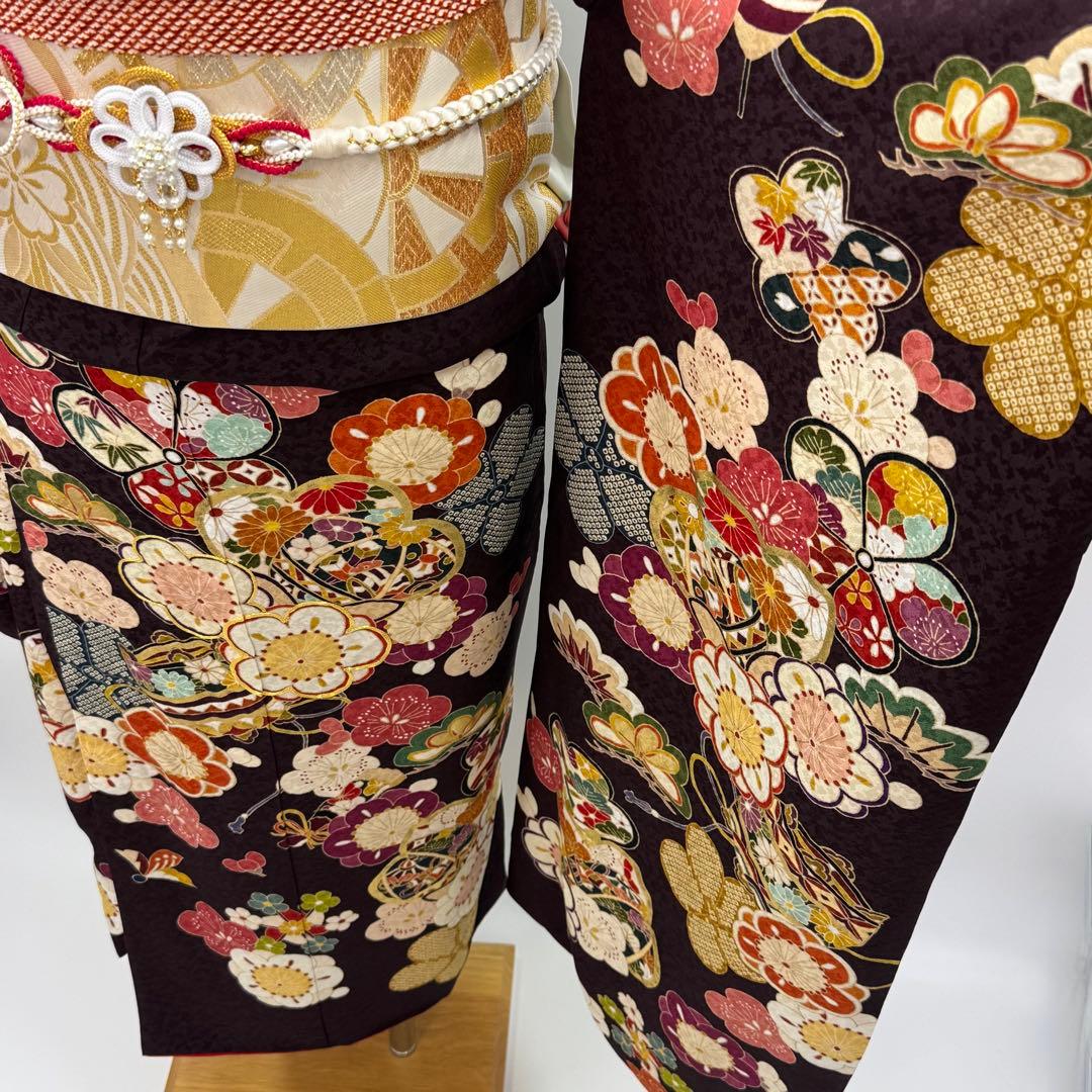 振袖7点フルセット　京都きもの友禅　金駒刺繍 金彩　松　梅紋様　成人式　お正月