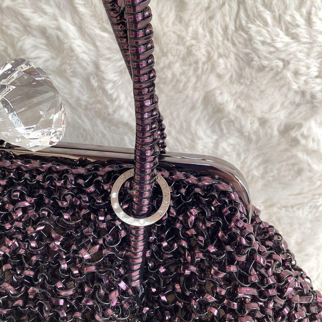 ANTEPRIMA ビーズ ハンドバッグ 　がま口　クリスタルリボン　ワイヤー