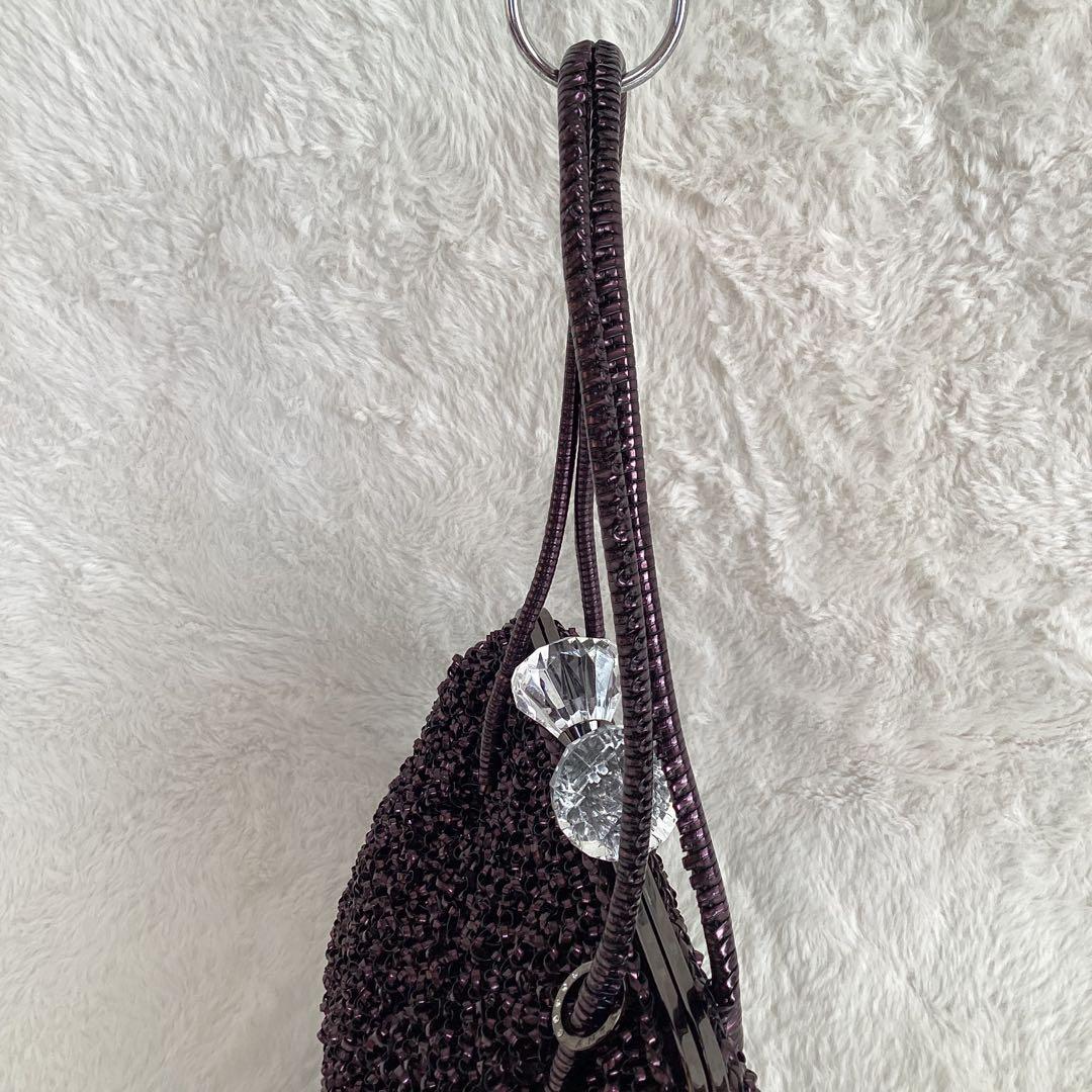 ANTEPRIMA ビーズ ハンドバッグ 　がま口　クリスタルリボン　ワイヤー