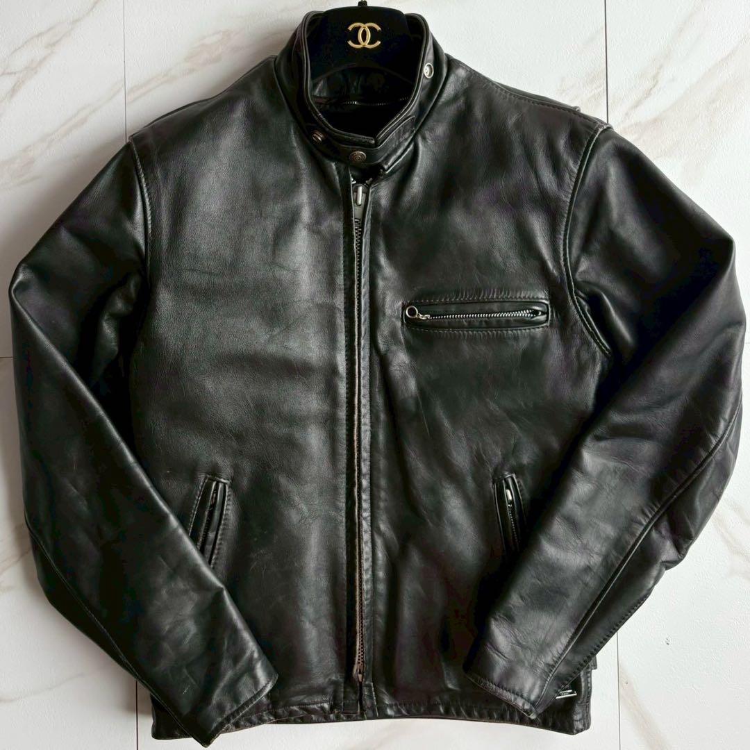 美品◆人気641 Schott ライダース レザー ジャケット ボアライナー付