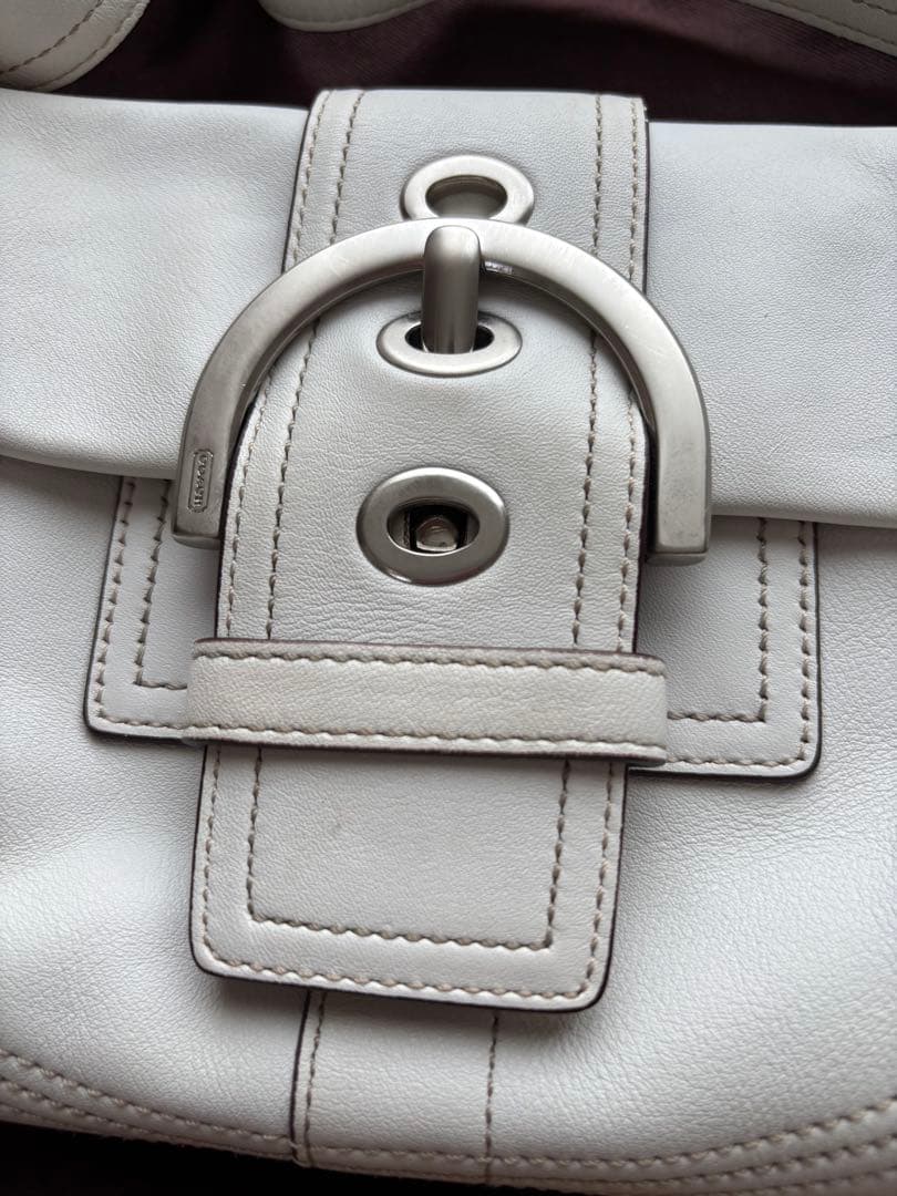 COACH コーチ　ホワイトレザー バッグ 保存袋付き