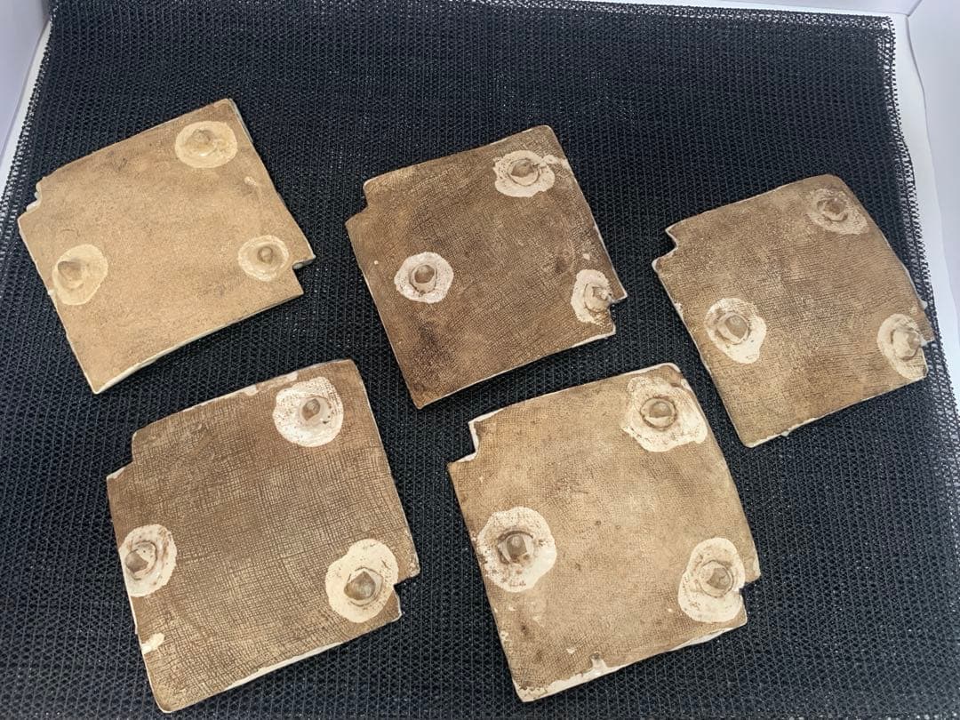 志野織部　四角向付　五枚　共箱　送料込み