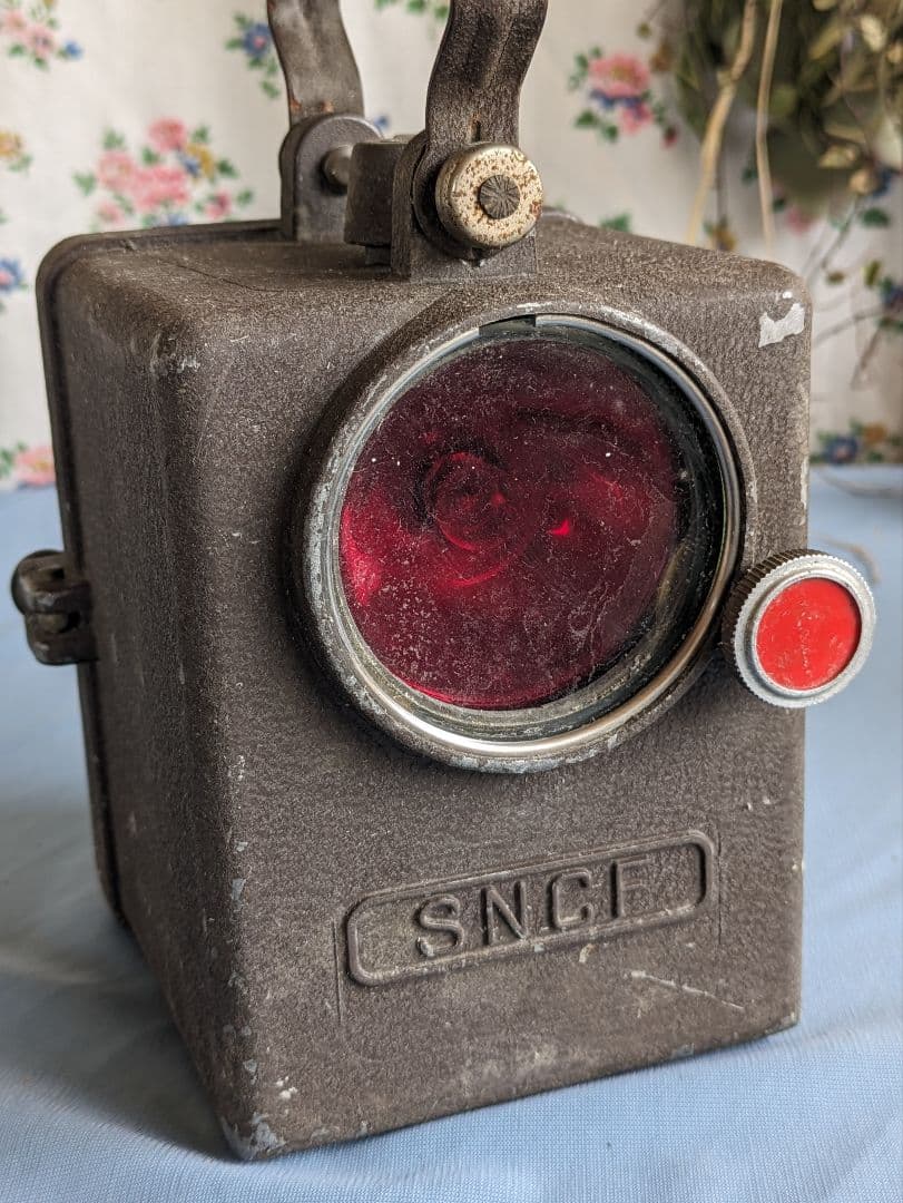 フランスアンティーク 国鉄 SNCF 手信号 レッドシグナルランプ 1950年