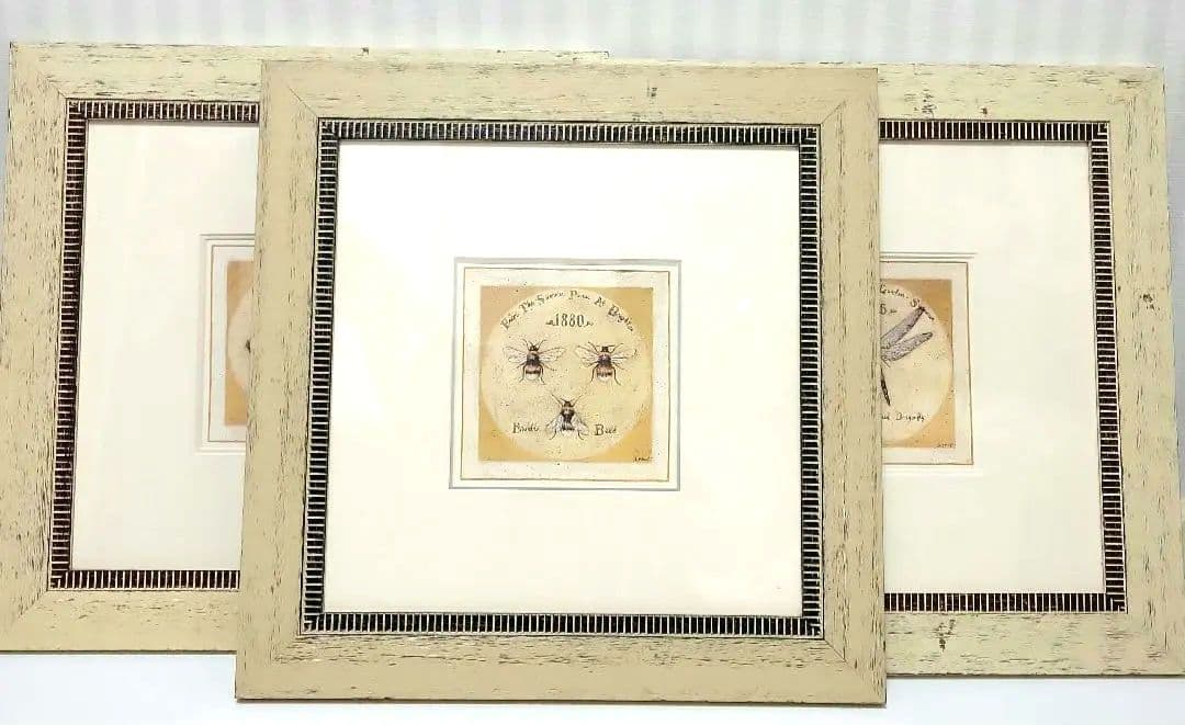 高級感あり 大型アンティーク風木製額 45.5㎝×45.5㎝ 三枚セット