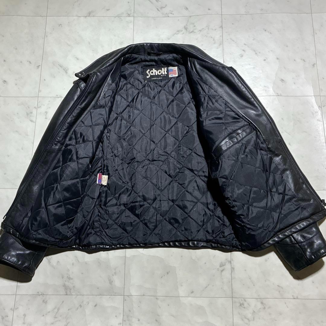 希少XL schott レザージャケット 692 黒 キルティング ライダース