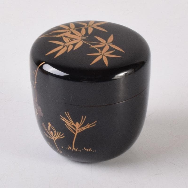 茶道具　加賀蒔絵師　中村湖舟作　松竹梅蒔絵　中棗　共箱　V　7214