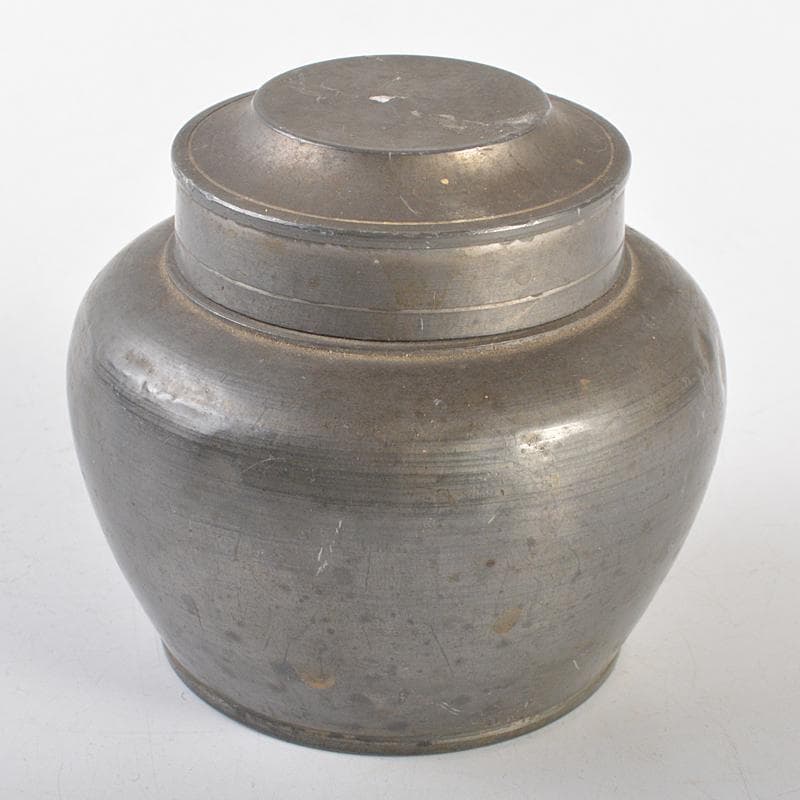煎茶道具　鮎銅銘　古錫　茶壷　茶心壷　約242g　D　R7114