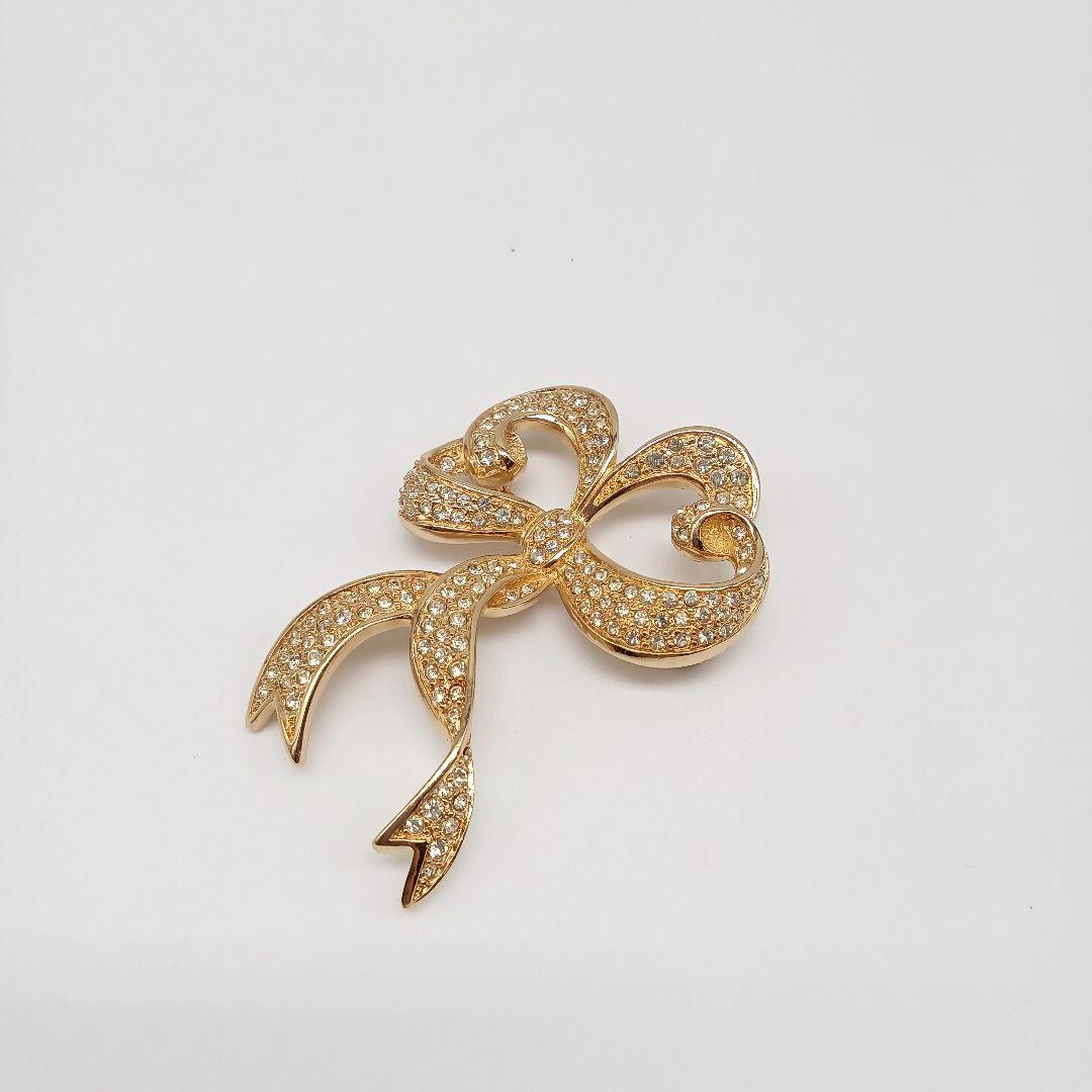 dior ラインストーン　ゴールドカラー　ブローチ