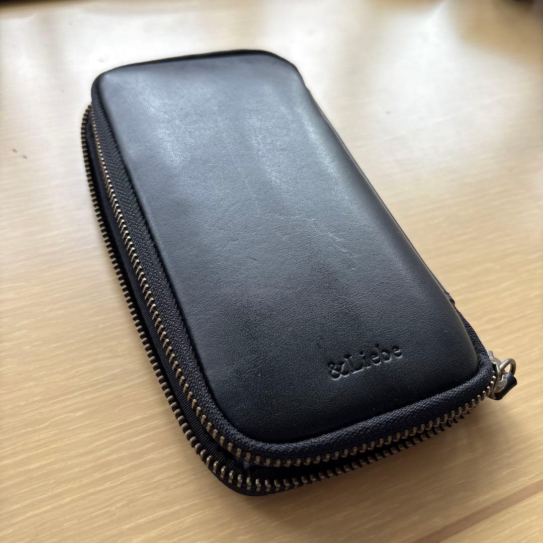 【即日発送】アンドリーベ ジップペンケース（スムースブラック）