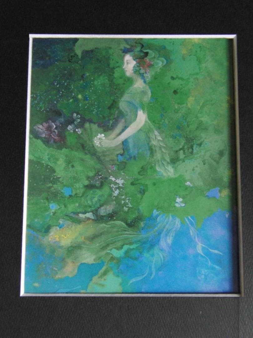 中野靖子、【星天】、希少な額装用画集より、新品額装付、状態良好