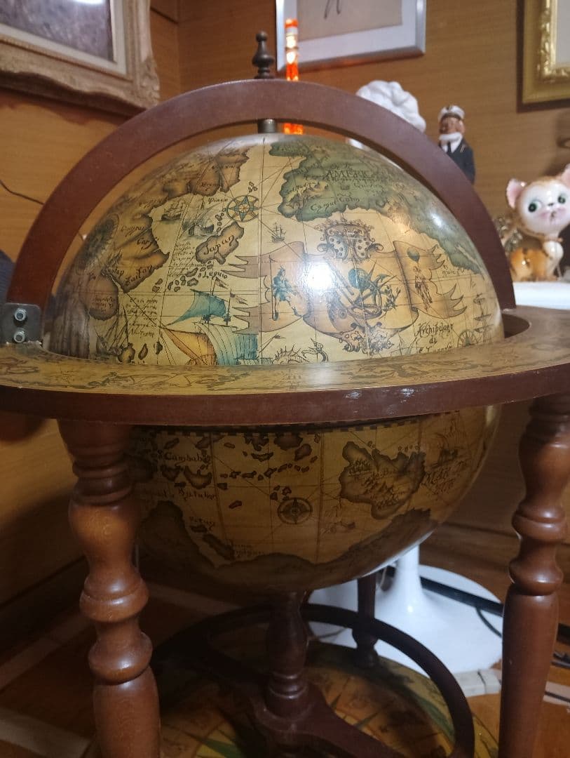 木製古地図風地球儀