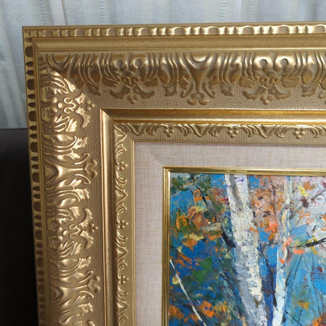 F10号油彩画 「恩原湖畔の白樺」No.48