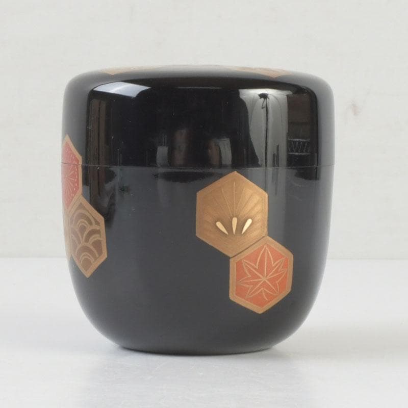 茶道具　中島楽堂作　亀甲花草蒔絵　中棗　共箱　V　9707