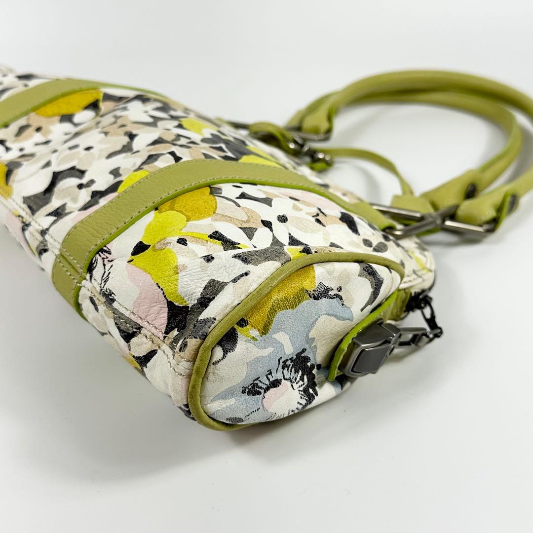 美品 JHON GALLIANO 花柄 ミニボストンバッグ ガリアーノ レザー