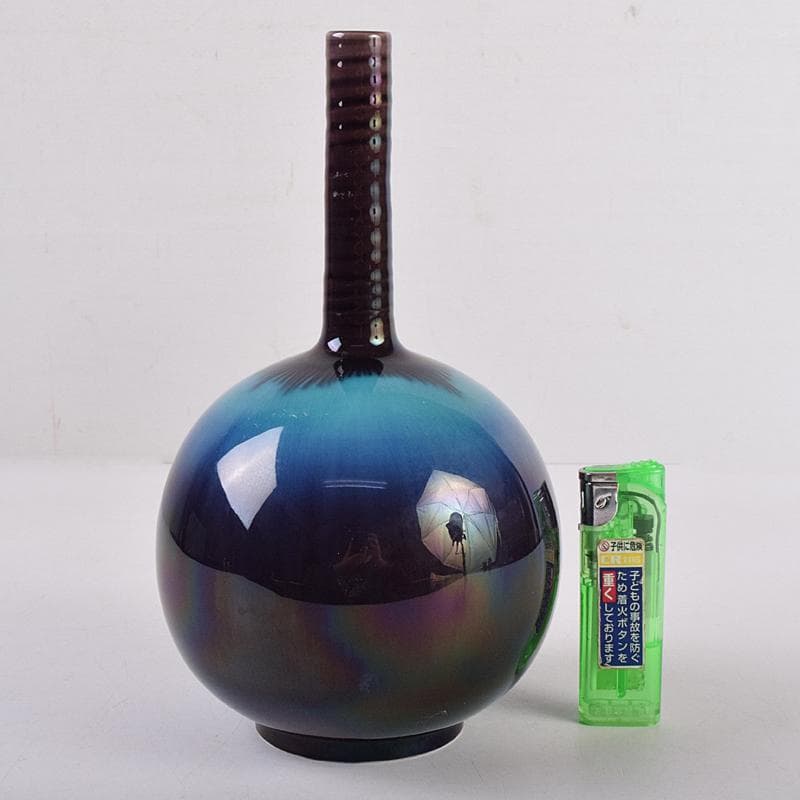 九谷焼　人間国宝　徳田正彦（三代徳田八十吉）　彩釉　花生　M　R8912