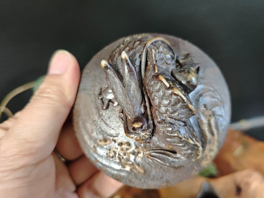 備前焼 龍細工 宝瓶 A017