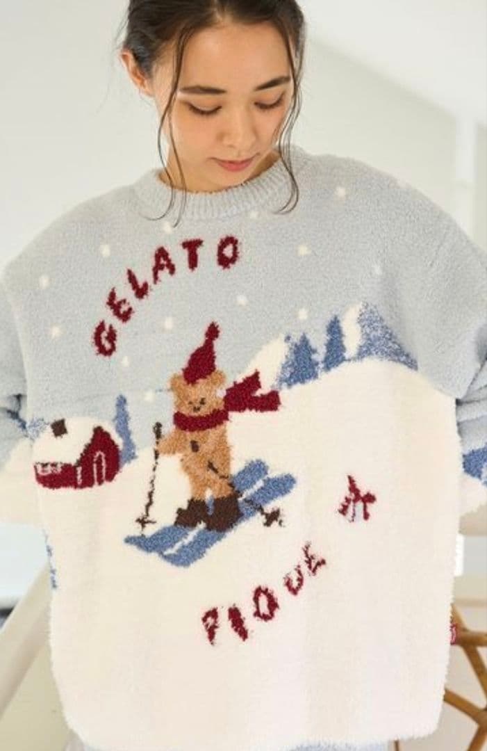 【新品タグ付き】ジェラートピケ スキーベアジャガードプルオーバー+ロングパンツ