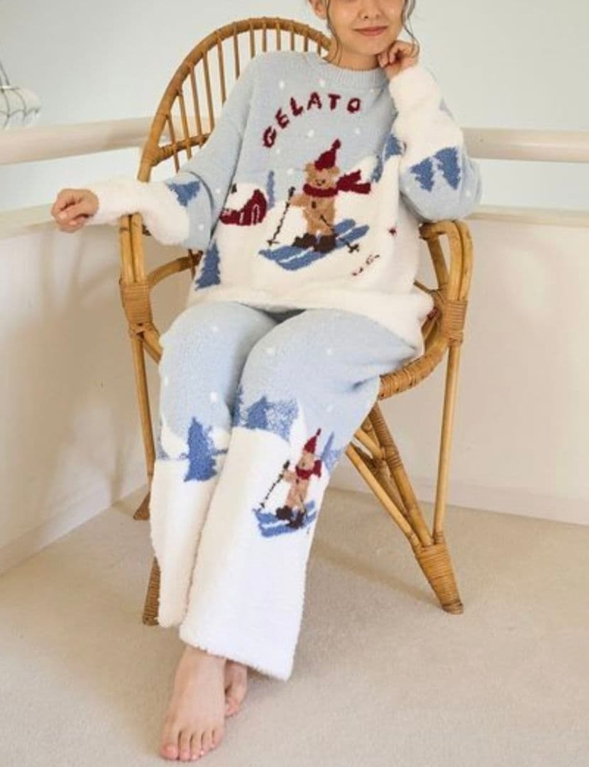 【新品タグ付き】ジェラートピケ スキーベアジャガードプルオーバー+ロングパンツ