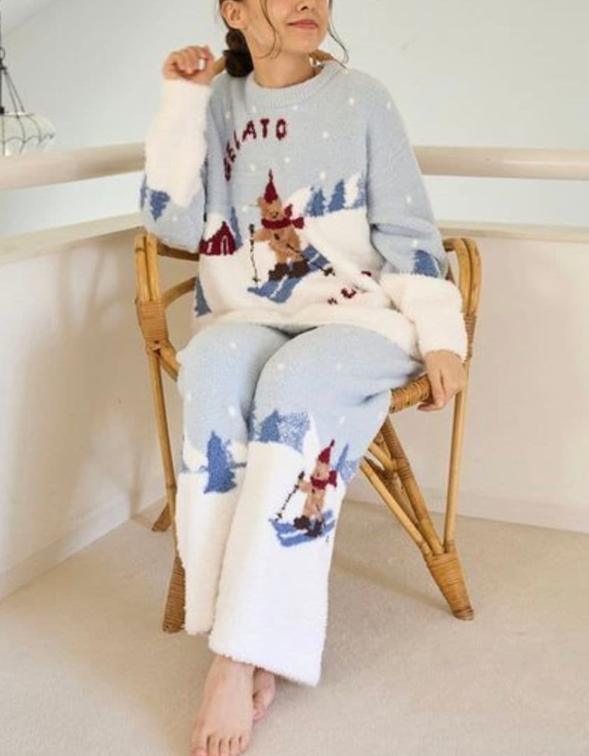 【新品タグ付き】ジェラートピケ スキーベアジャガードプルオーバー+ロングパンツ