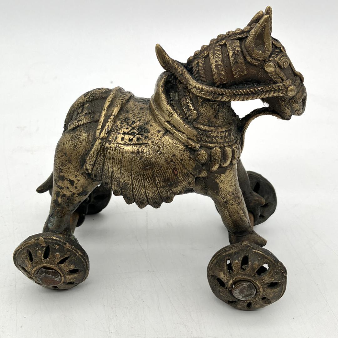 インド　寺院玩具　ヴィンテージ　馬　ウマ　動物　置物　真鍮　アンティーク