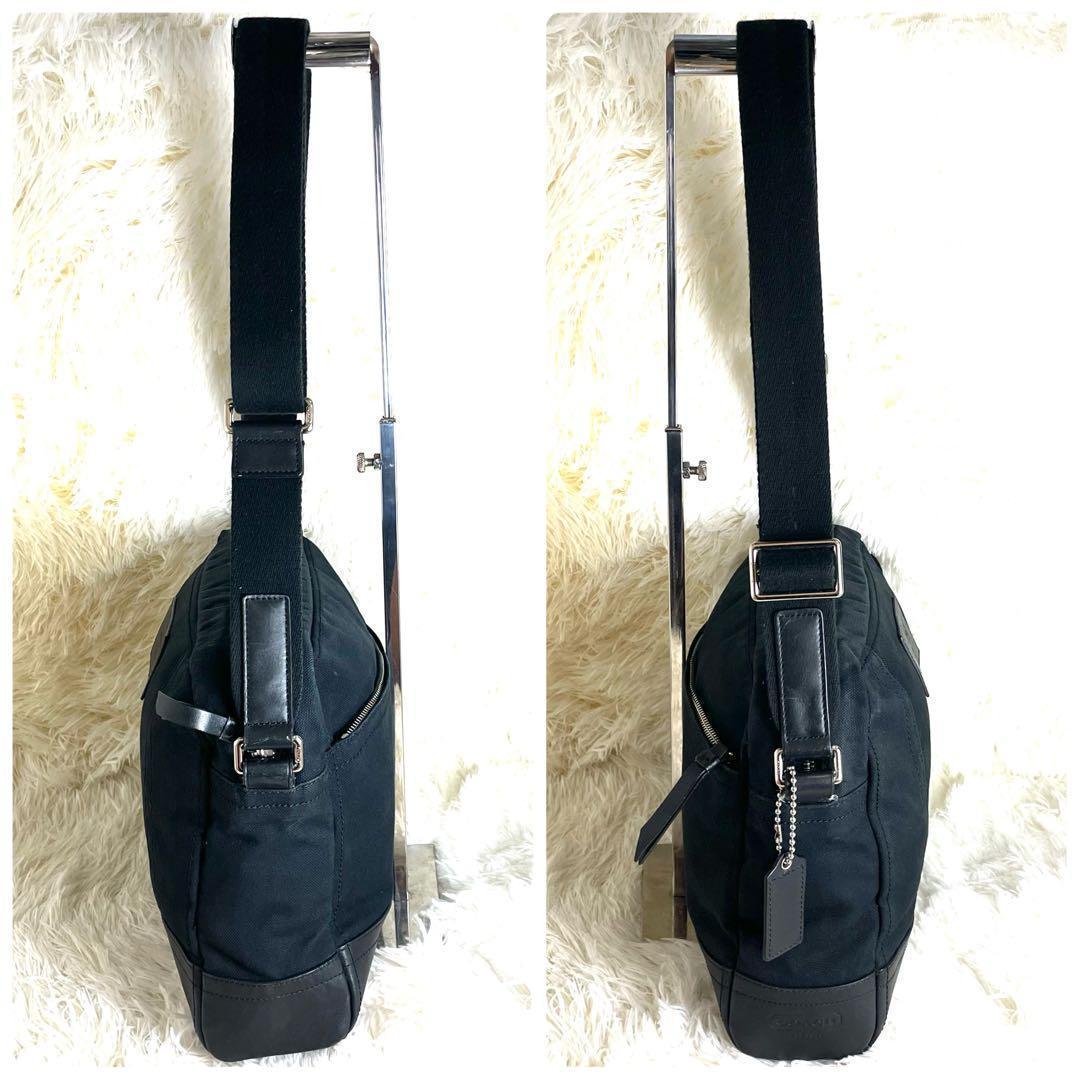 【極美品】コーチ ショルダーバッグ メッセンジャーバッグ レザー キャンバス 黒