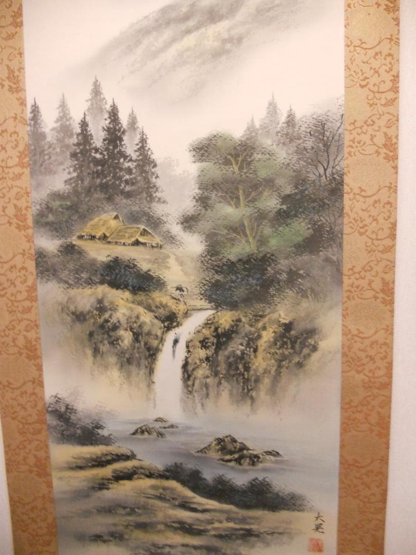 掛け軸 南谷大晃 山邦風景 絹本 希少 軸装 茶道具 掛軸 美品 です。