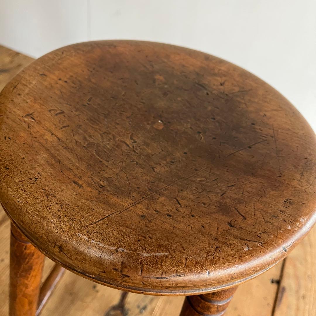 アンティーク スツール 椅子 無垢材 シャビー z858